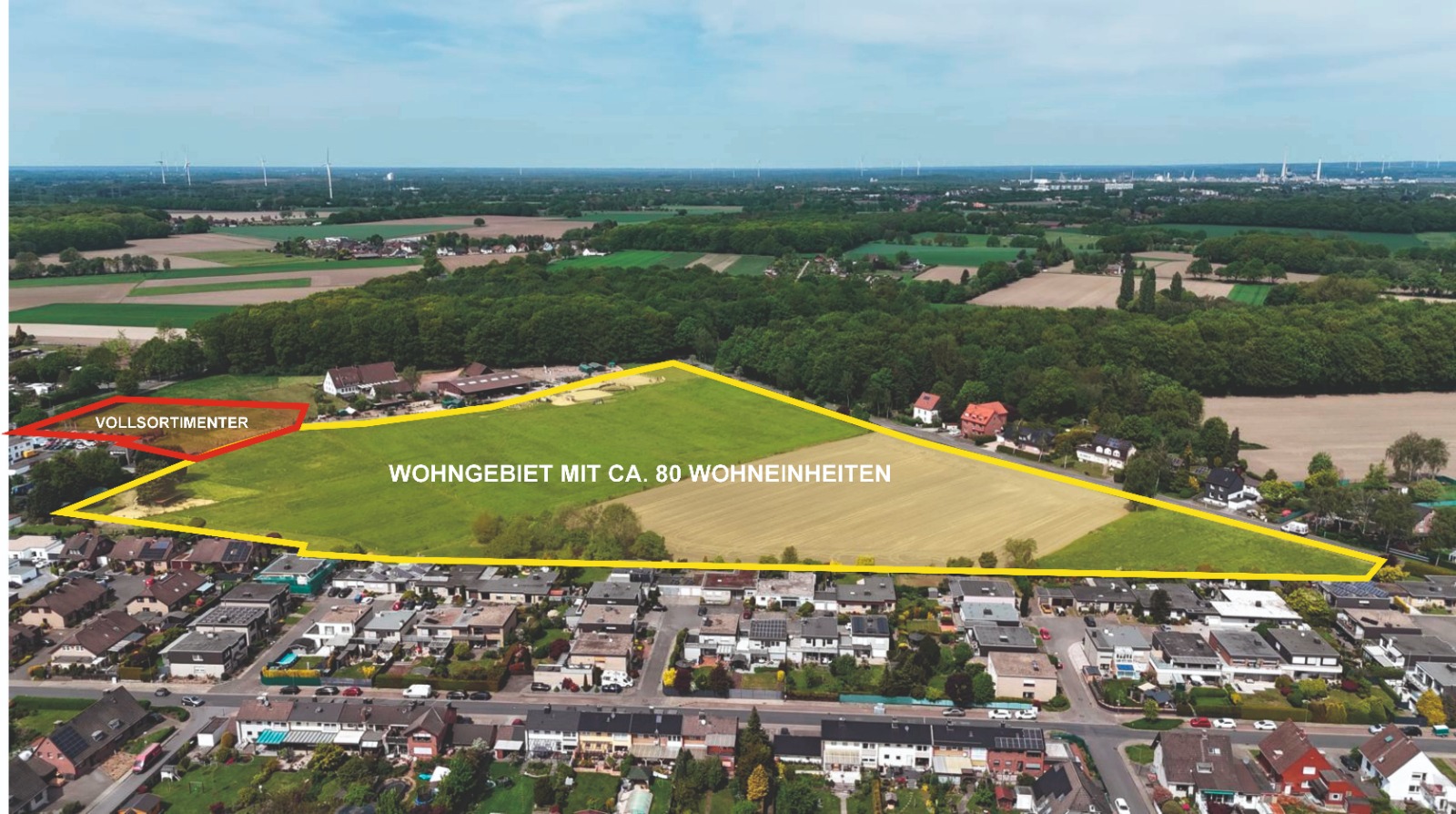 Luftbild der betroffenen Flächen mit Markierung — Einordnung